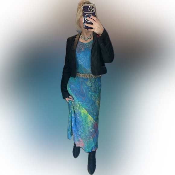 Susan Marling Handmade Original 100% Silk Marbled Dress Size S/M - Picture 9 of 9